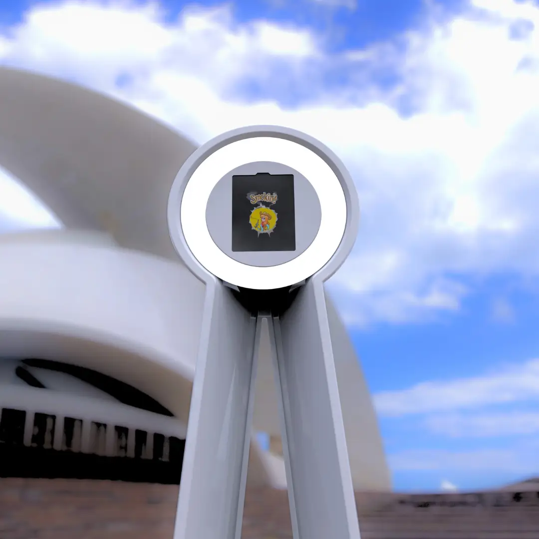 modern open-air ring light photo booth stand